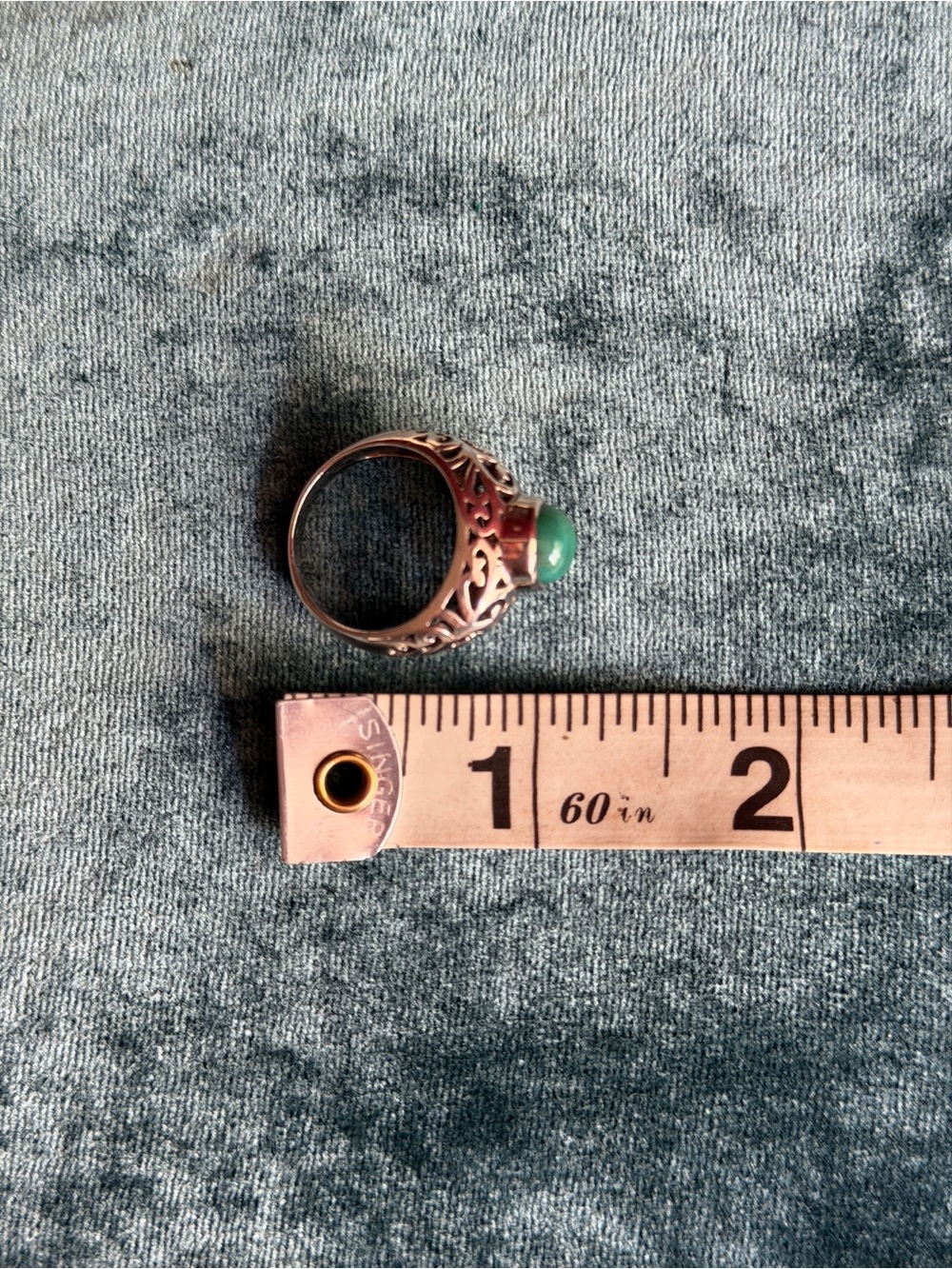 Silver Filigree Ring with Green Stone - Picture 6 of 6